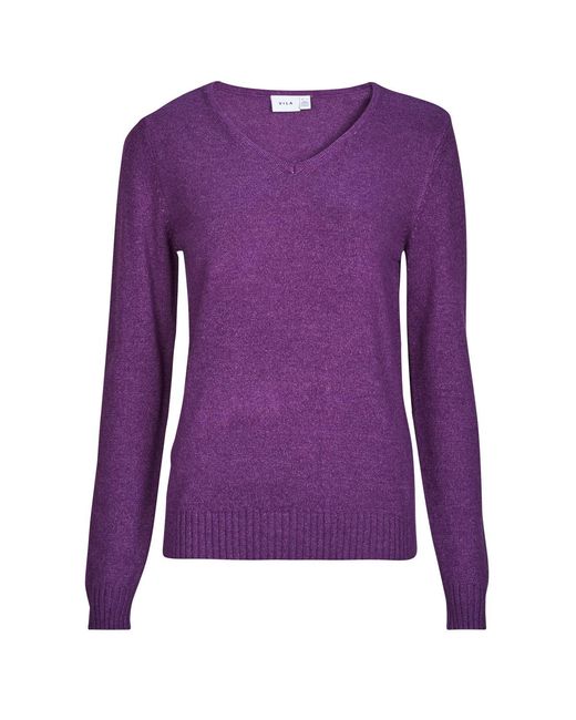 Pull Viril Rev V-Neck L/S Vila en coloris Purple