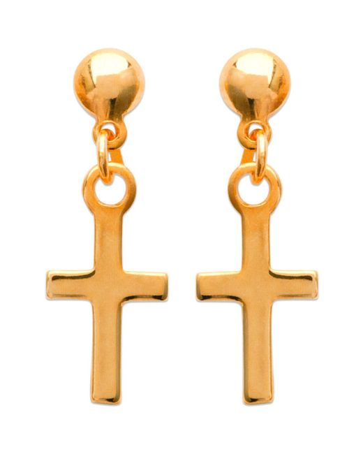 Boucles oreilles Boucles d'oreilles croix plaqué or Brillaxis en coloris Metallic