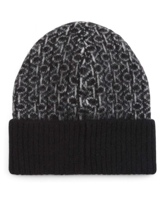 Bonnet MONOGRAM FOLD TURN UP BEANIE K60K612595 Calvin Klein en coloris Black