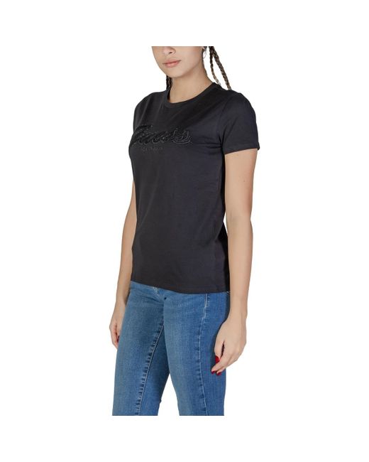 T-shirt SS SCRIPT LACE LOGO W5RI08 K9RM1 Guess en coloris Black