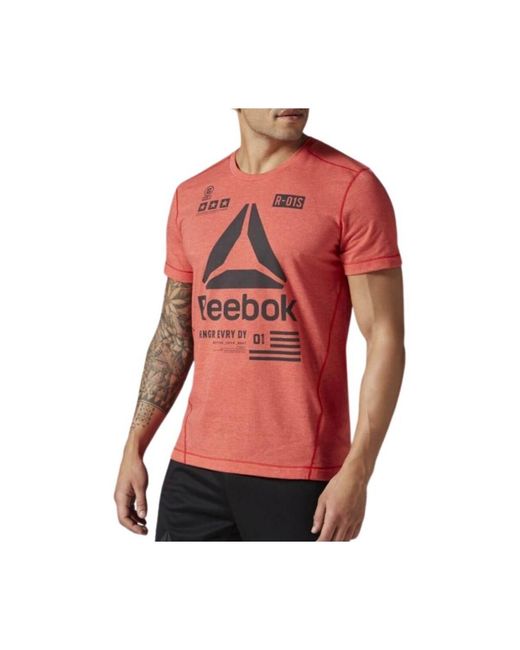 Reebok T-Shirt Korte Mouw Speedwick Delta in het Red voor heren