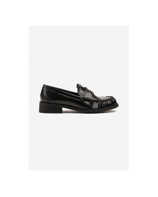 Ballerines Mocassins plates à clous, Noir Vera Collection en coloris Black