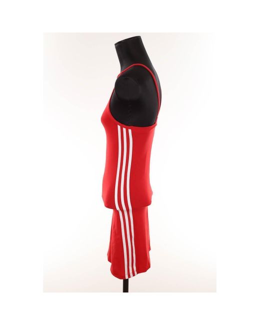 Robe courte Robe en coton Adidas en coloris Red