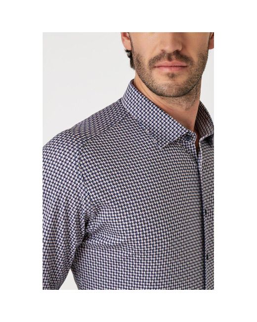 DESOTO Overhemd Lange Mouw Overhemd Timeless Elegance Print Donkerblauw in het Blue voor heren