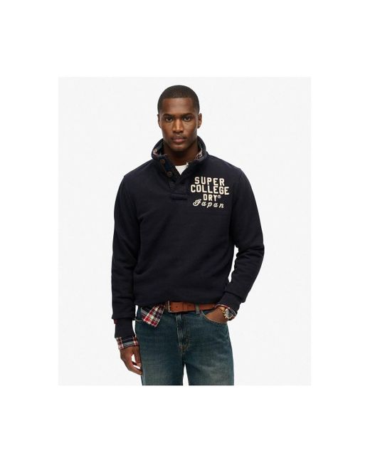 Sweat-shirt Pull Henley athlétique vintage Superdry pour homme en coloris Black