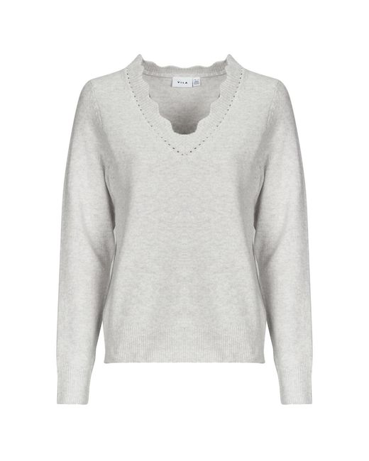 Pull Vinikolina V-Neck Vila en coloris Gray