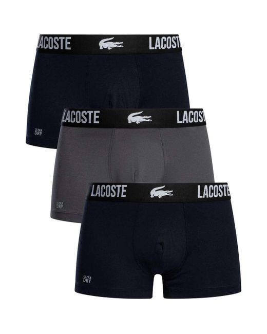 Boxers Lot de 3 malles en coton extensible Lacoste pour homme en coloris Blue