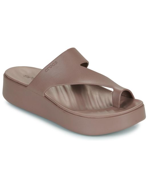 Tongs Getaway Platform Toe Loop CROCSTM en coloris Brown