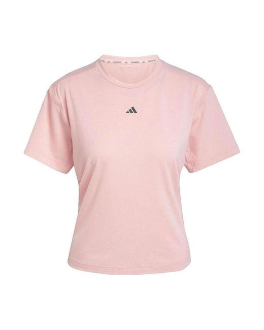 T-shirt T-shirt Power Back Cutout 3-Stripes Adidas pour homme en coloris Pink