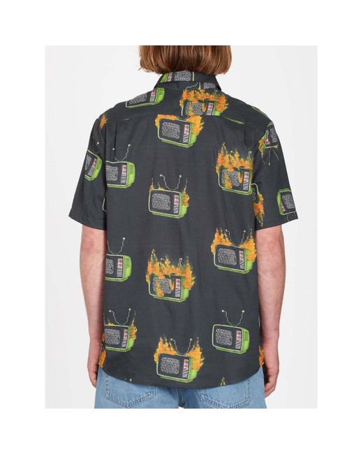 Chemise Camisa Justin Hager Woven Black Volcom pour homme en coloris Green