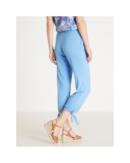 Pantalon by - Pantacourt esprit sarouel maille fluide Daxon en coloris Blue