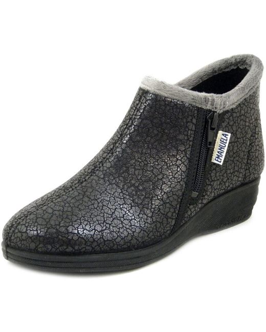 Boots Chaussures, Bottine, Tissu Chaud, Zip-806 Emanuela en coloris Black