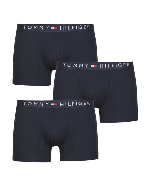 Boxer 3P Rib Trunk di Tommy Hilfiger in Blue da Uomo