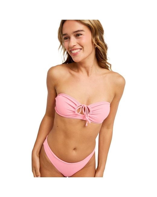 Maillots de bain Solid Essentials Bandeau Roxy en coloris Pink