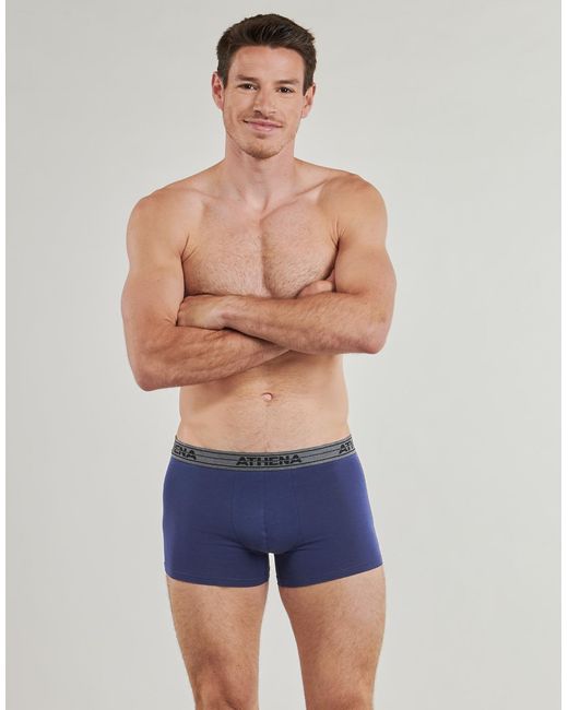 Athena Boxer Basic Coton Pack De 4 in Blue für Herren