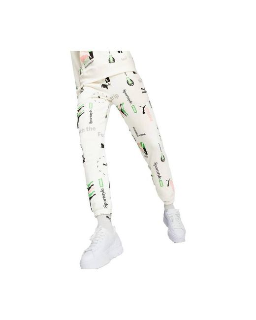 Jogging Classics Printed Sweatpants PUMA en coloris White