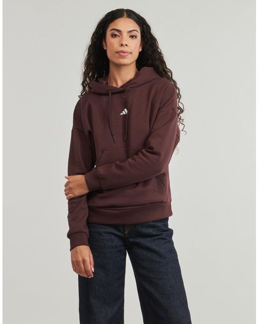 Adidas Brown Sweatshirt Essentials Small Logo Feel Cozy Hoodie