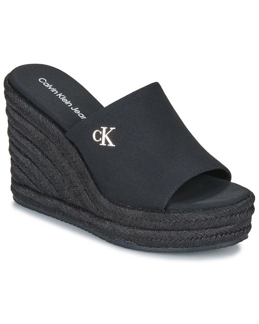 Calvin Klein Sandalen Wedge Rope Slide Mg in het Black