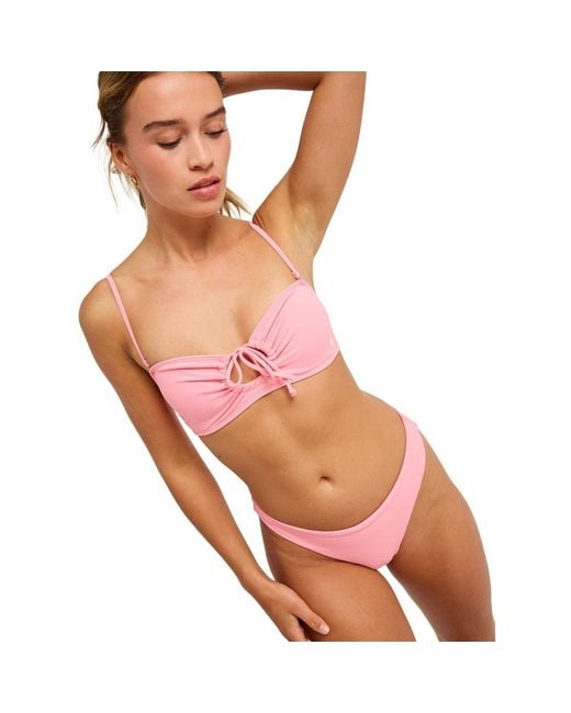 Maillots de bain Solid Essentials Bandeau Roxy en coloris Pink