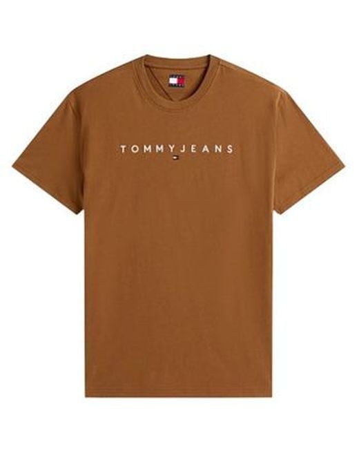 T-shirt TJM REG LINEAR LOGO TEE EXT - PECAN NUT MULTI - 2XL Tommy Hilfiger pour homme en coloris Brown