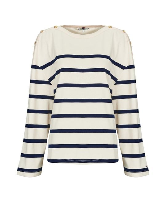 T-Shirts A Maniche Lunghe Lwk Button Boat-Nk Ls Tee di Tommy Hilfiger in White