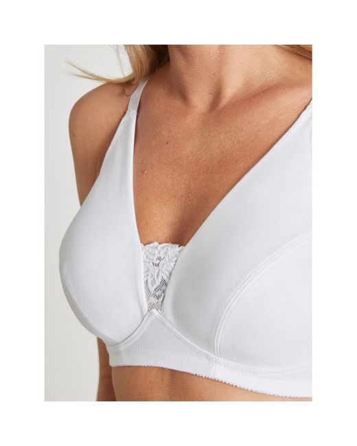 Triangles / Sans armatures by - Lot de 2 soutiens-gorge coton majoritair Daxon en coloris White