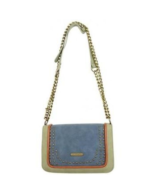 Sac à main Sac à rabat bleu / vert patiné déco cloutée Lili Petrol en coloris Blue