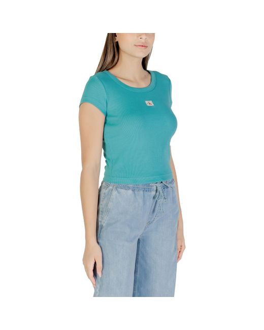 T-shirt A- WOVEN LABEL 2X2 R LV047C200G Calvin Klein en coloris Blue