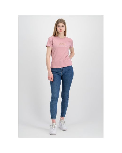 T-shirt Crystal T Women - silver pink Alpha Industries en coloris Red