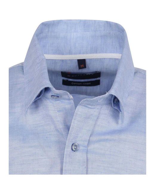Chemise Chemise Manches Courtes en Lin Bleu Clair Suitable pour homme en coloris Blue