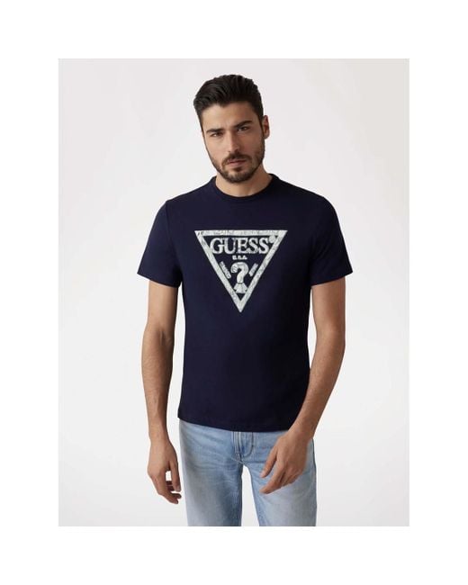 T-shirt Ss Cn Triangle Tee Guess pour homme en coloris Blue