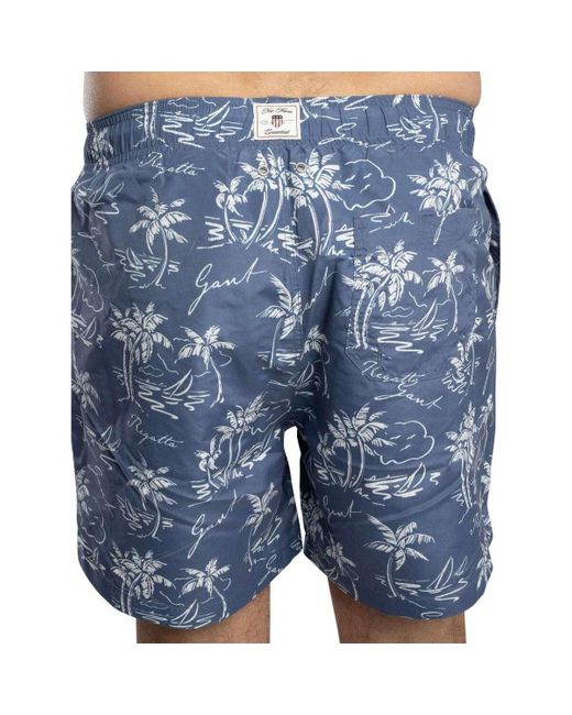 Maillots de bain Short de bain à imprimé île Gant pour homme en coloris Blue