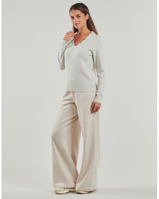Pull Vinikolina V-Neck Vila en coloris Gray