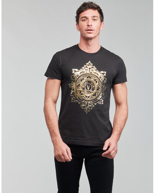 T-Shirt Vemblem Leaf T-ShirtVersace Jeans Couture in Denim da Uomo colore  Nero - 20% di sconto | Lyst