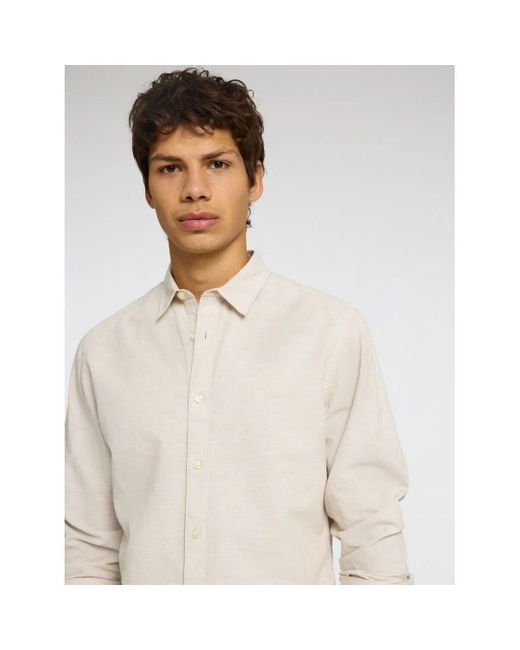 Chemise 16078867 SLIM LINEN-PURE CASHMERE SELECTED pour homme en coloris White