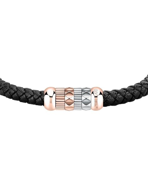Bracelets Bracelet en Acier Bicolore et Cuir Noir Morellato pour homme en coloris Black