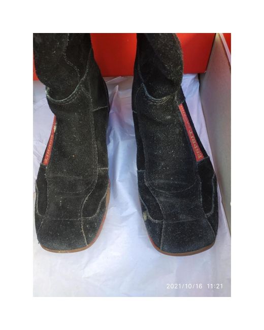 Bottes plates Bottes daim Esprit en coloris Black