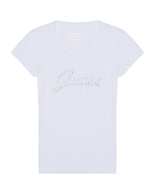 Guess T-Shirt Korte Mouw Cn Ss Embro Script Logo Tee W5Yi46 J1314 in het White