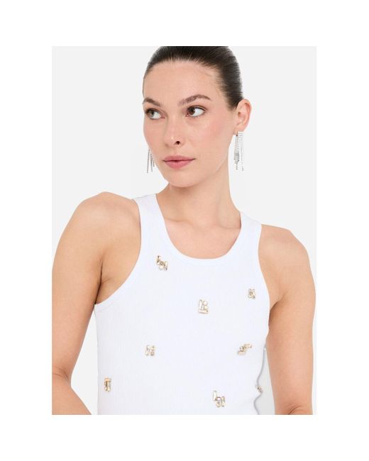 Blouses Top avec applications bijoux Liu Jo en coloris White