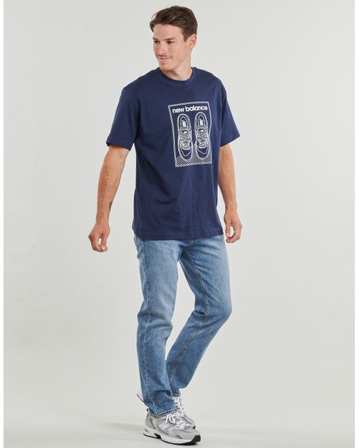New Balance T-Shirt Korte Mouw Graphic Jersey Tee in het Blue voor heren
