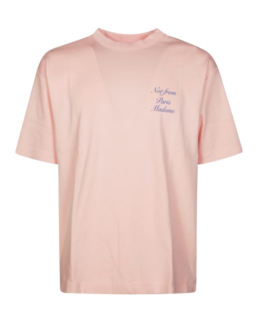 Le T-Shirt Slogan Cursive di Drole de Monsieur in Pink da Uomo