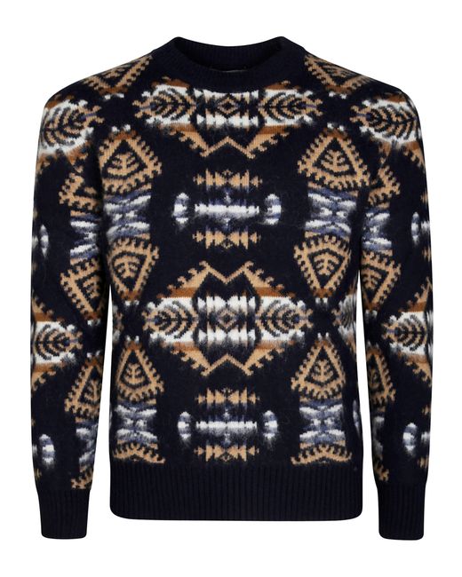 Altea Black Maglia Girocollo Jacquard for men