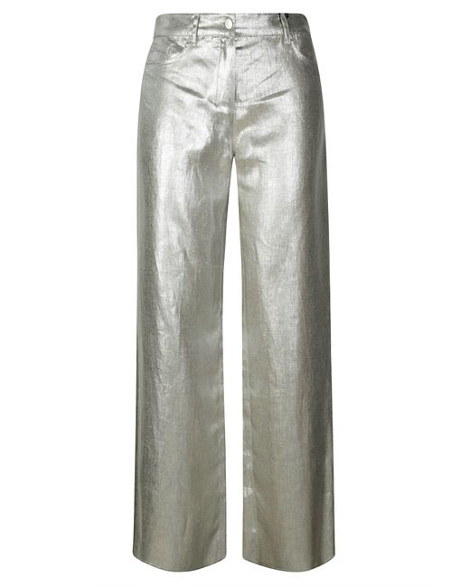 Max Mara Gray Malika Pantalone Lino Argento