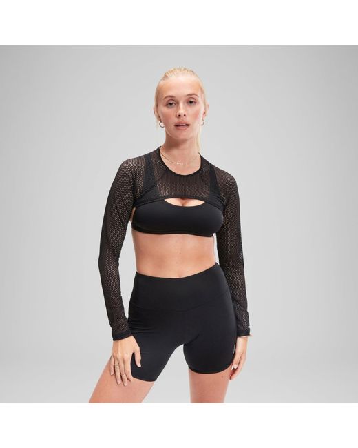 Speedo Black Flu3Nte Long Sleeve Crop Top