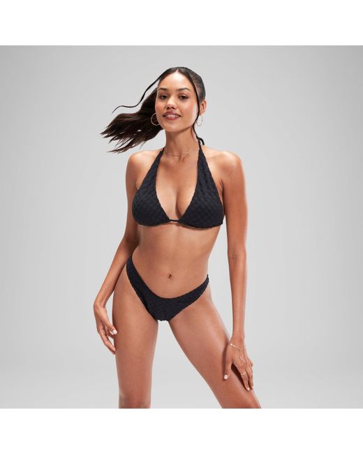 Speedo Black Flu3Nte Terry Triangle Bikini Top