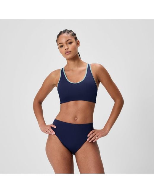 Speedo Blue Sculpture Boom Back Bikini Top