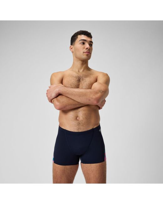Speedo Blue Club Training Allover Digi V-Cut Aquashort for men