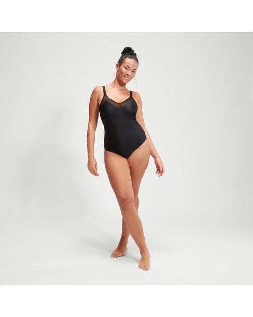 Speedo Black Shaping Mesh Detail One Piece