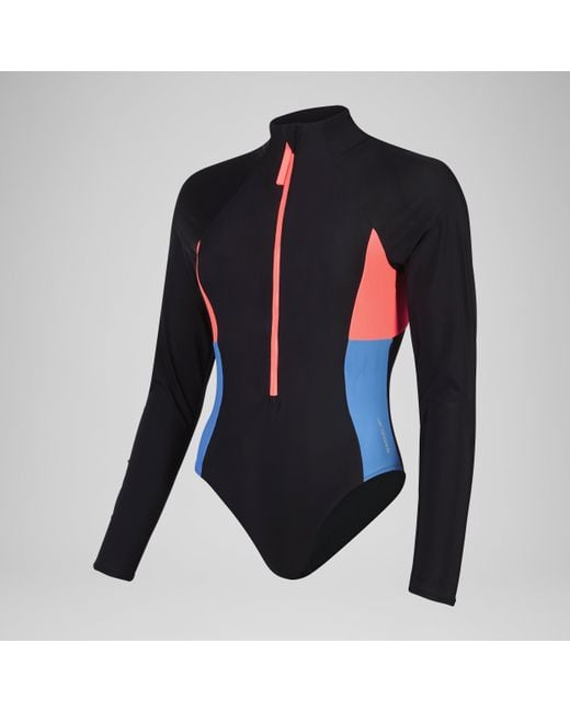 Speedo Blue Long Sleeve Zip One Piece