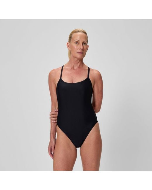 Speedo Black Solid Racerback One Piece